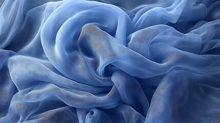 Obraz premium Blue Silk Drape for Soft Texture, Close-up.