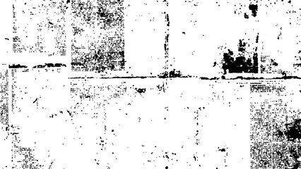 Vector white and black newspaper paper grunge vintage old aged texture. Vintage grunge newspaper collage background. Newspaper with old grunge vintage unreadable paper texture background.