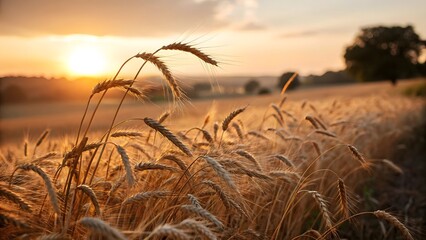 Golden Wheat Field at Sunset Warm, Dreamy Harvest Landscape V3
