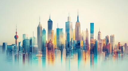 Obraz premium Urban Metropolis Panorama: A vibrant fusion of modern architecture and cityscape views