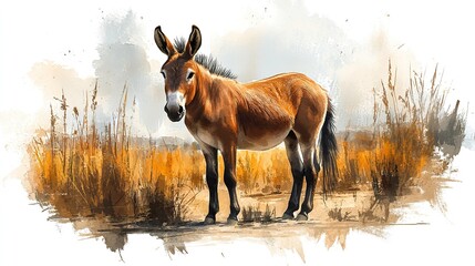 donkey clipart watercolor illustration detailed artistic graphic illustration