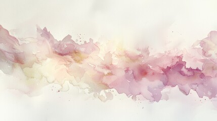 Fototapeta premium Delicate strokes of watercolor create a serene, abstract composition with fluid shades of pink and cream, evoking a sense of calm and tranquility. The artwork captures lightness and softness