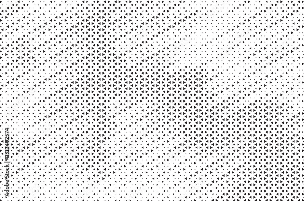 Poster Triangular Halftone Texture Retro Wave Vector Geometric Technology Abstract Black and White Background. Half Tone Triangles Retro Colored Pattern. Minimal 80s Style Dynamic Tech Structure Wallpaper	
