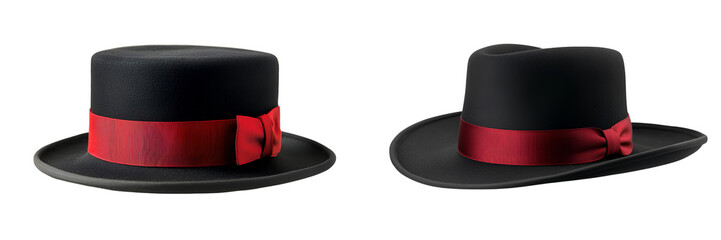 Black Top Hat with Red Fraatband, transparent background png