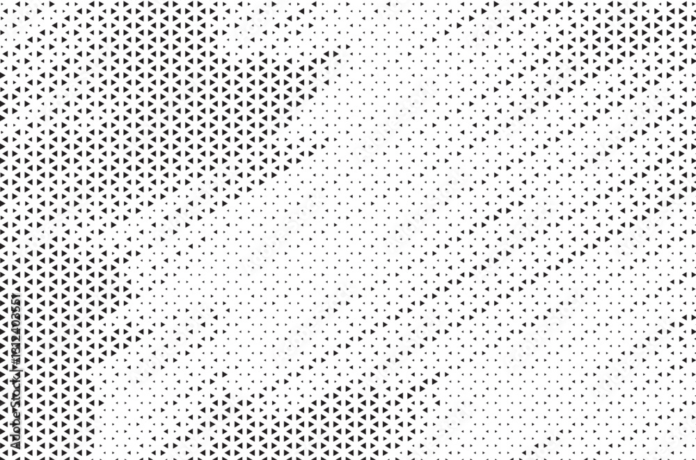 Leinwandbilder Triangular Halftone Texture Retro Wave Vector Geometric Technology Abstract Black and White Background. Half Tone Triangles Retro Colored Pattern. Minimal 80s Style Dynamic Tech Structure Wallpaper	