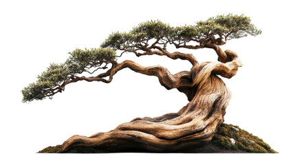 Bonsai tree growing on transparent background representing harmony and balance