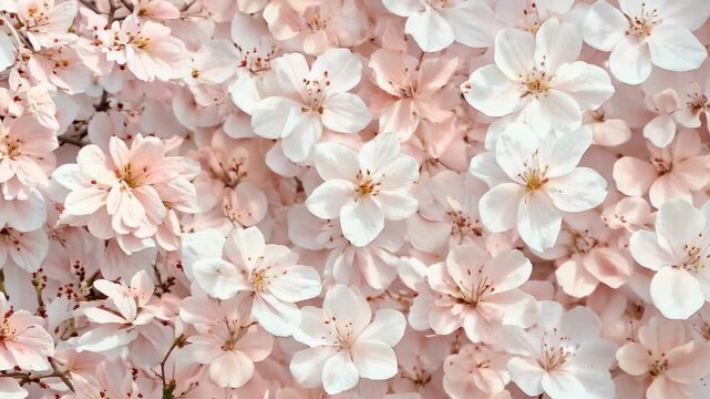 Minimalistic floral pattern with delicate pink and white cherry blossoms