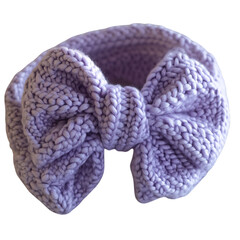 Purple Knitted Headband with Oversized Bow Isolated on Transparent Background