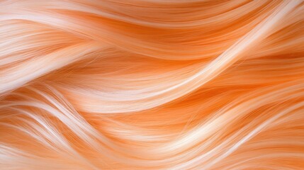 Obraz premium Peachy Waves: A Close-Up of Silky, Peach-Colored Hair