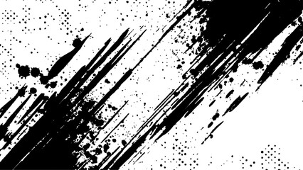 Brush strokes, stain grunge isolated on white background, Stylish, grunge. Vector black spots, splashes and dotted paint brush grunge texture rough black.