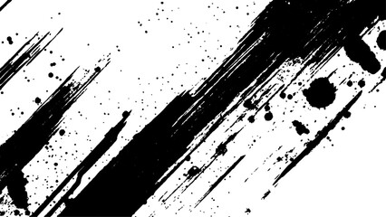 Brush strokes, stain grunge isolated on white background, Stylish, grunge. Vector black spots, splashes and dotted paint brush grunge texture rough black.