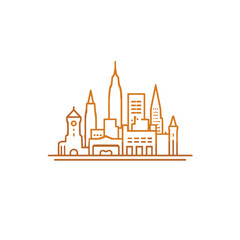 Obraz premium City skyline vector icon, modern line art, urban travel symbol