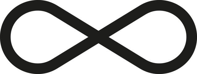 Black infinity icon. Symbol of endlessness. Vector. Flat design.