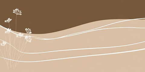 Abstract art depicting stylized plants against a wavy, two-toned background