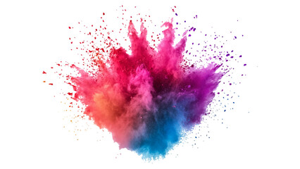 Colorful mixed rainbow powder explosion isolated on white background. Colorful ink powder splashes on white background.
