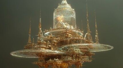 Futuristic Architectural Stupa with Intricate Details and Structures