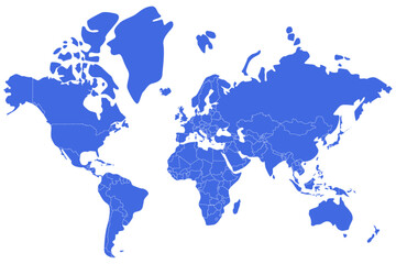 Illustration of a blue map of world