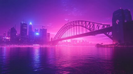 Naklejka premium Illuminated View of Iconic Bridge at Night