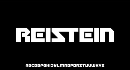 reistein. futuristic modern geometric font	