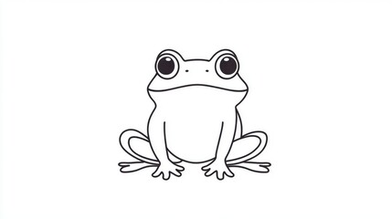 Simple line drawing of a cute cartoon frog sitting.