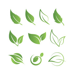 Leaf green tree logo and symbol nature collection of leaf plantation logo design