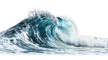 Giant blue ocean wave breaking with transparent background