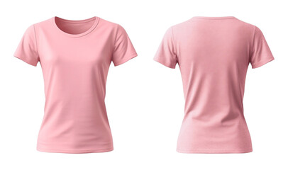 plain pink women's t-shirt mockup template, front and back view, generated ai