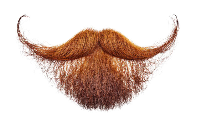 Long red curly ginger mustache and beard with transparent background - Powered by Adobe