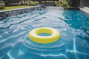 Relaxing Yellow Pool Float on a Sunny Day