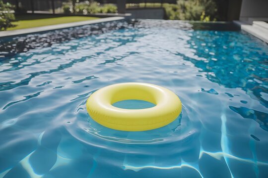 Relaxing Yellow Pool Float on a Sunny Day 