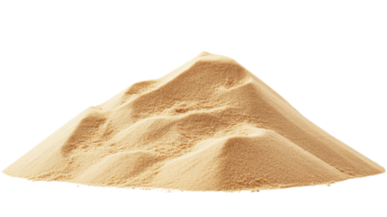 Pile of sand forming a small mountain on transparent background
