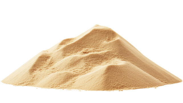 Pile of sand forming a small mountain on transparent background