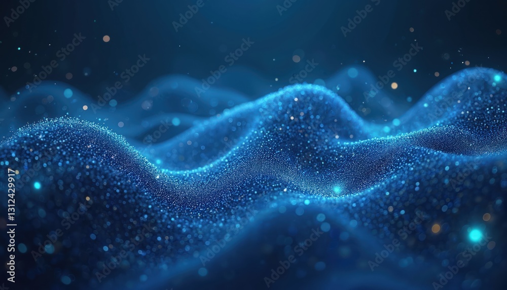 Poster blue digital wave background. glowing dotted pattern. advanced technology, connection concept. tech 