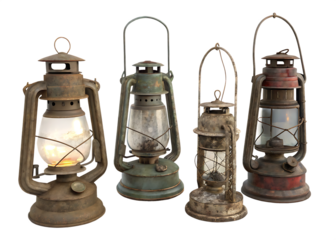  antique kerosene lanterns with rustic designs vin white
