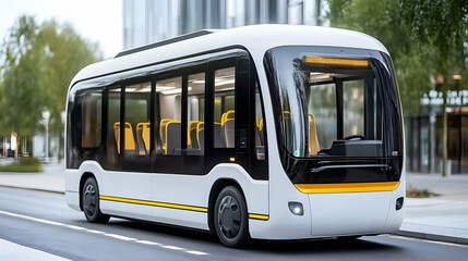 Modern White Electric Bus on City Street