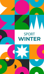 Obraz premium Colorful background of 2026 Winter Sports Games. Geometric template banner. 