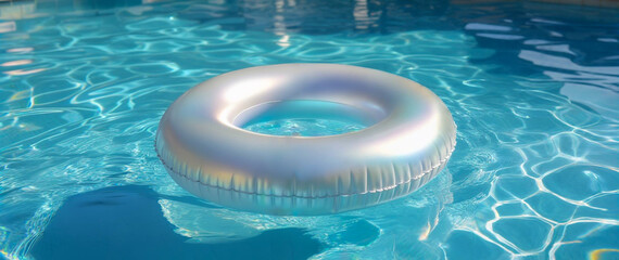プールに浮かんでいる浮き輪
