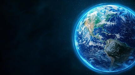 Obraz premium Striking image of earth in space bathed in a stunning blue glow providing a glimpse into the beauty and wonder of our planet