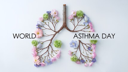 World Asthma Day Concept – Artistic Floral Lungs.