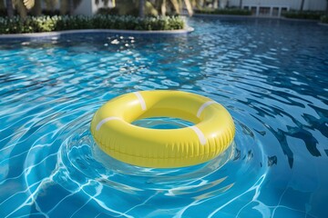 Relaxing Yellow Pool Float on a Sunny Day 