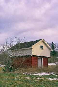 abandoned "stabbur" or food storehouse on a Norwegian farm