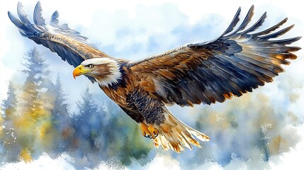 eagle clipart watercolor art illustration detailed illustration
