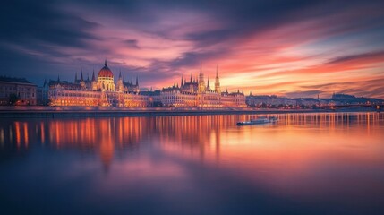 Fototapeta premium I love Budapest. Parliament building in Budapest. Travel to Hungary. Travel to Budapest.