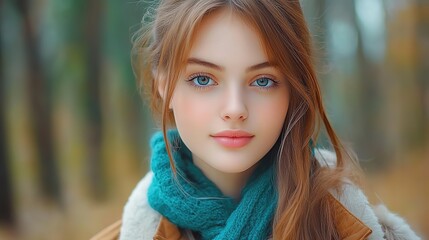 Naklejka premium charming pretty woman portrait, peaceful and relax atmosphere