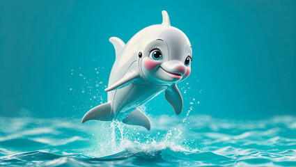 AI-generated images of a 3D animation-style cute baby Dolphin