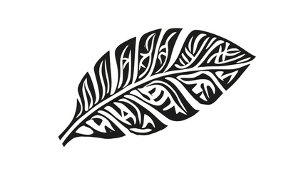 Obraz premium Black tropical leaf with pattern on transparent background