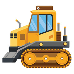 A Detailed Illustration of a Yellow Crawler Tractor with a Bulldozer Blade