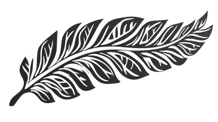 Obraz premium Black and white engraved tropical leaf on transparent background
