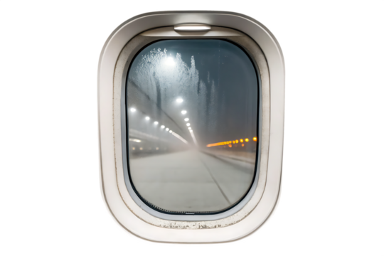 airplane window on white background .AI GENERATED