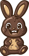Obraz premium Cute Chocolate Easter Bunny - Sweet Festive Illustration